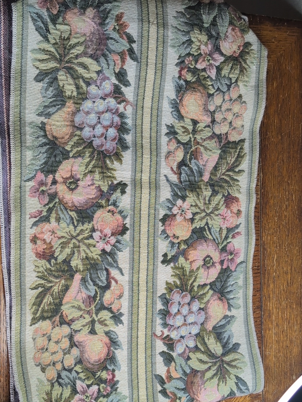 Floral Fruit Tapestry Runner in Pastel Greens and Pinks